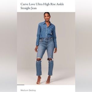 Abercrombie Curve Love ultra high rise ankle jean 34L